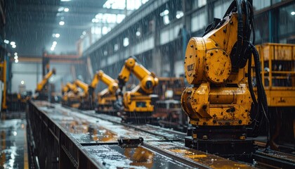 Industrial Robotics in Factory Setting with Rain and Automation