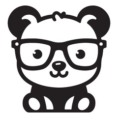 Adorable bear wearing glasses vector illustration cute intellectual animal design