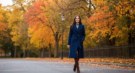 Person Walking Down a Tree-Lined Path in Autumn