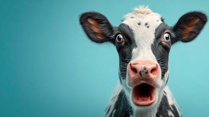 Surprised Cow with Wide Eyes and Open Mouth Reacting in Shock