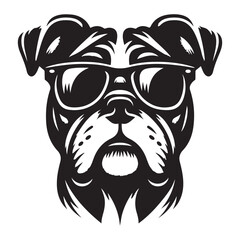 Cool Bulldog with Sunglasses Silhouette Vector Illustration Artwork Design