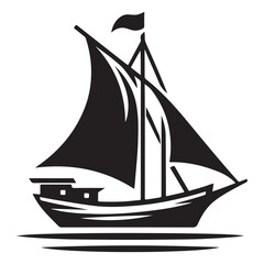 Sailing Boat Silhouette Vector Illustration Adventure Marine Nautical Voyage