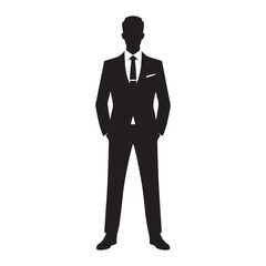 Serious business man silhouette in suit for professional projects