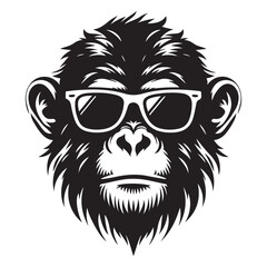 Cool monkey wearing sunglasses vector illustration for trendy style