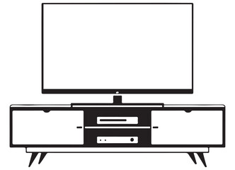 Modern TV Stand and Television Illustration Minimalist Entertainment Center