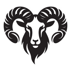 Majestic Ram Head Silhouette Illustration With Intricate Horn Details
