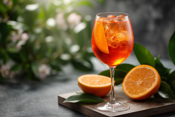 aperol spritz cocktail drink with a slice of orange, creating a vibrant and refreshing visual of summer hydration