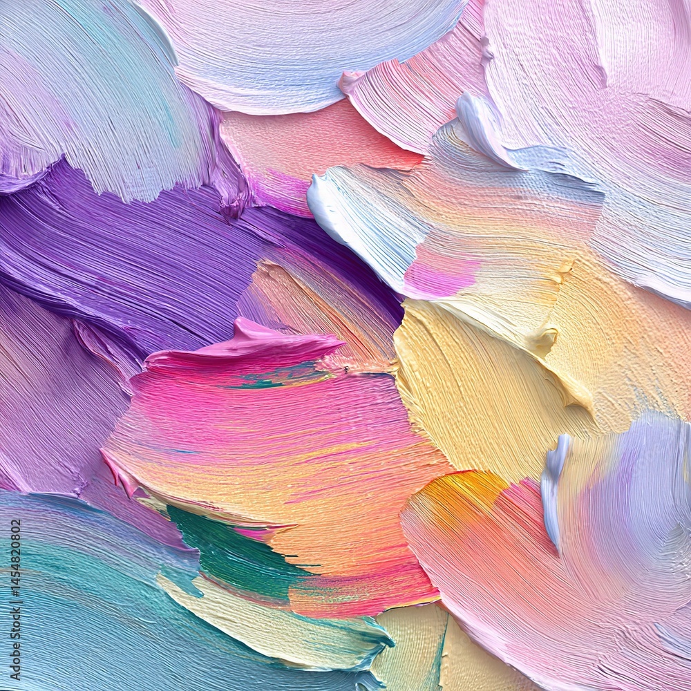 Poster Abstract Colorful Paint Strokes on Canvas Creating a Beautiful Background