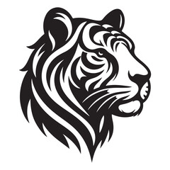 Intricate Black and White Tiger Head Illustration for Powerful Designs