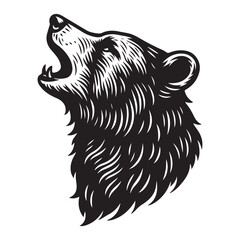 Roaring Bear Head Silhouette Vector Graphic Design Illustration