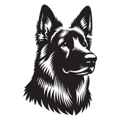 Majestic German Shepherd Head Portrait Vector Illustration for Animal Lovers