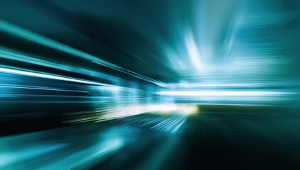 Abstract motion blur in blue and green hues.