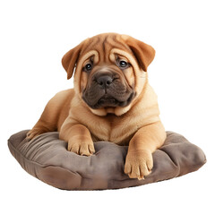 Adorable Puppy Resting on a Plush Pillow