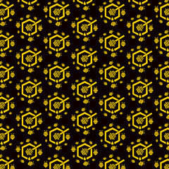 seamless floral pattern with Bee and honey