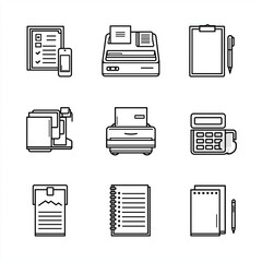Office stationery icons set