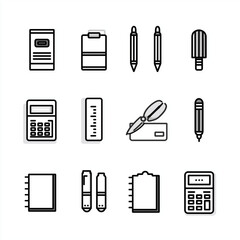 Office stationery icons set