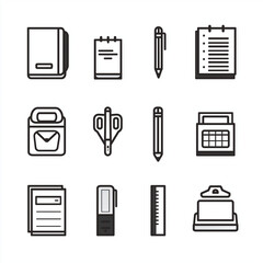 Office stationery icons set
