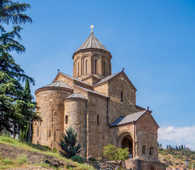 Tbilisi,Georgia. Metekhi Virgin Mary Assumption Church,The Metekhi church of the Nativity of the Mother of God, known simply as Metekhi. © Michael