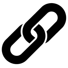 Black chain two link icon isolated on white background