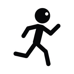 basic stick figure mid run vector art silhouette