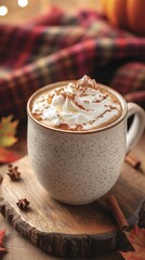 Whipped Cream Coffee in Rustic Speckled Mug