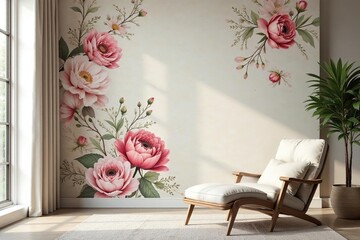 Elegant floral motifs on a neutral backdrop for sophisticated interiors , sophisticated, pattern, vector