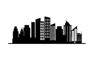 Fototapeta premium Transparent - background silhouette - style image of a city skyline with tall buildings. Great for urban planning, real estate, and city - themed designs.