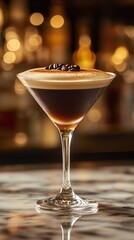 Creamy Foam Espresso Martini in Elegant Glass