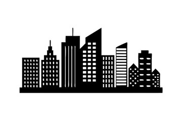 Obraz premium Transparent - background silhouette - style cityscape with high - rise buildings. Suited for urban studies, architecture portfolios, and city - themed media.