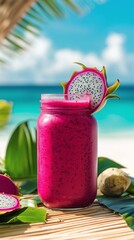 Exotic Beachside Pitaya Smoothie Commercial Stock