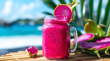 Refreshing Pink Dragon Fruit Mason Jar Smoothie