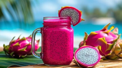 Refreshing Pink Dragon Fruit Mason Jar Smoothie
