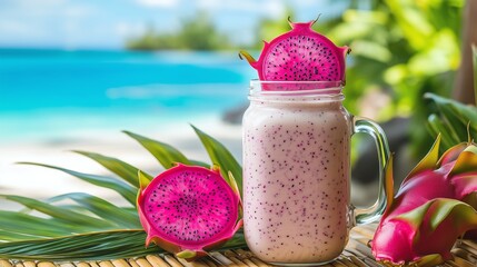 Vibrant Dragon Fruit Smoothie for Cafe Menu Design