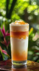 Crumble-Topped Layered Latte in Tropical Setting