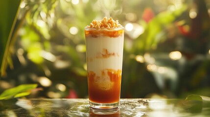 Tropical Latte with Cookie Crumble Garnish