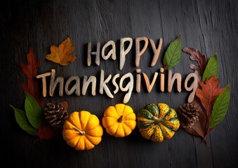 Festive Thanksgiving greeting with autumn decor.