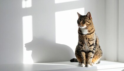 Cozy cat with copy space and soft shadow on wall. Custom AI Model