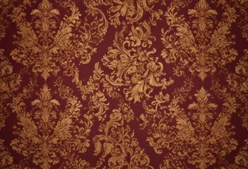 Intricate damask pattern, deep burgundy & gold  ,  luxury,  rich,  art deco