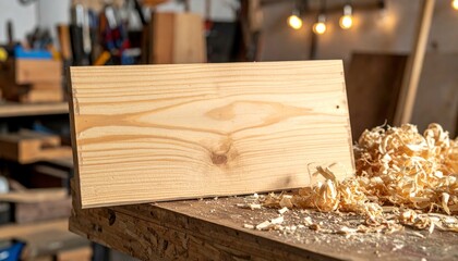 Empty wooden crate on workshop table – Generative AI Image