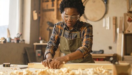 carpenter working on a wooden board. Custom AI Model