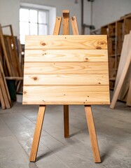 Empty wooden signboard. Generative ai image