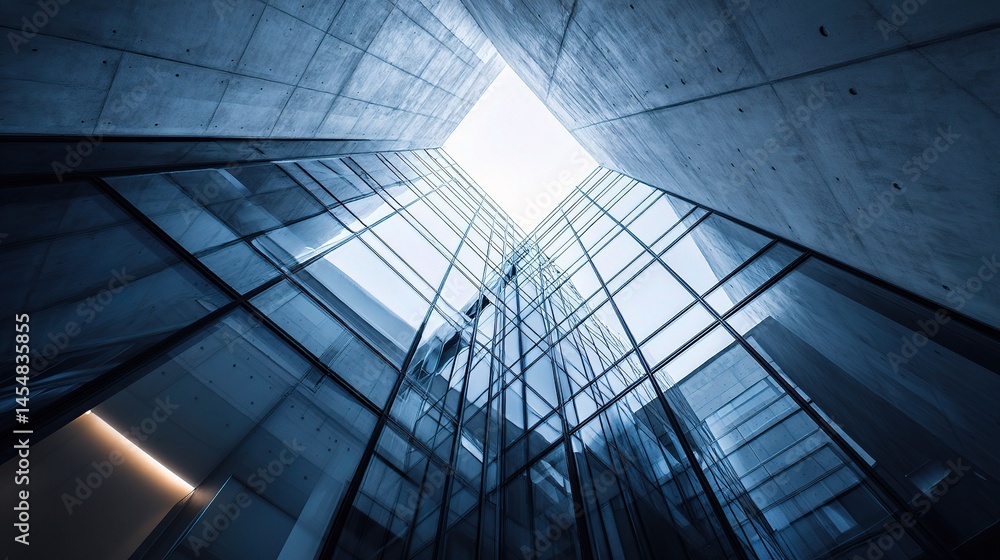 Poster modern angular geometry in glass and concrete building design