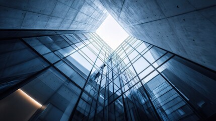 Modern Angular Geometry in Glass and Concrete Building Design