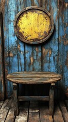 Fototapeta premium Rustic wooden table, distressed wall