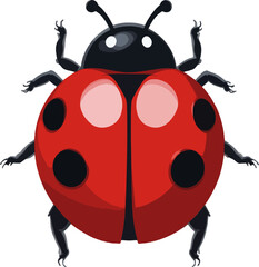 Flying Cute Ladybug Vector – Fun Cartoon for Kids' Educational Projects, Stickers, and Spring-Themed Art