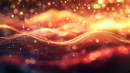 Abstract modern red waves background or backdrop with glow and bokeh