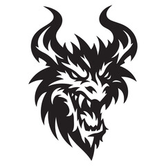Fierce dragon head silhouette mythical creature vector graphic design