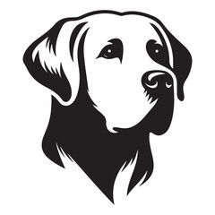 Loyal labrador retriever dog head silhouette vector pet illustration