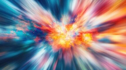 Obraz premium A vibrant and dynamic digital data explosion symbolizing a breakthrough idea or innovative discovery. The colorful burst of light energy and luminous particles represents the power of technology