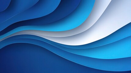 Abstract Blue Conceptual Background with Layered Curves and Shapes